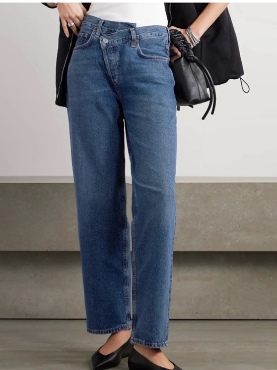 Agolde Denim - AGOLDE Criss Cross Jeans Size 28 High Rise Straight Leg Asymmetrical Waist Denim
